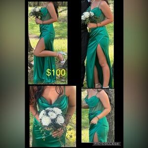 Emerald green Cinderella Divine formal dress.